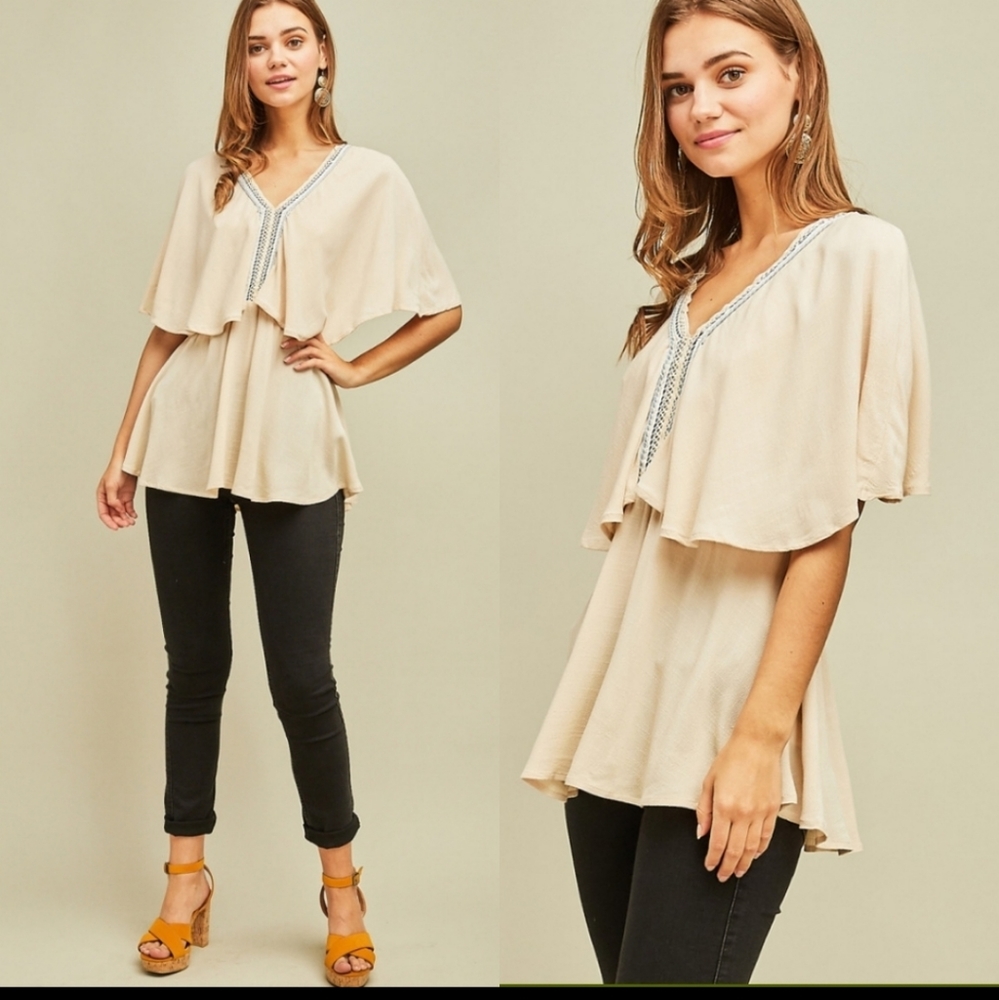 CAPE RUFFLE BLOUSE